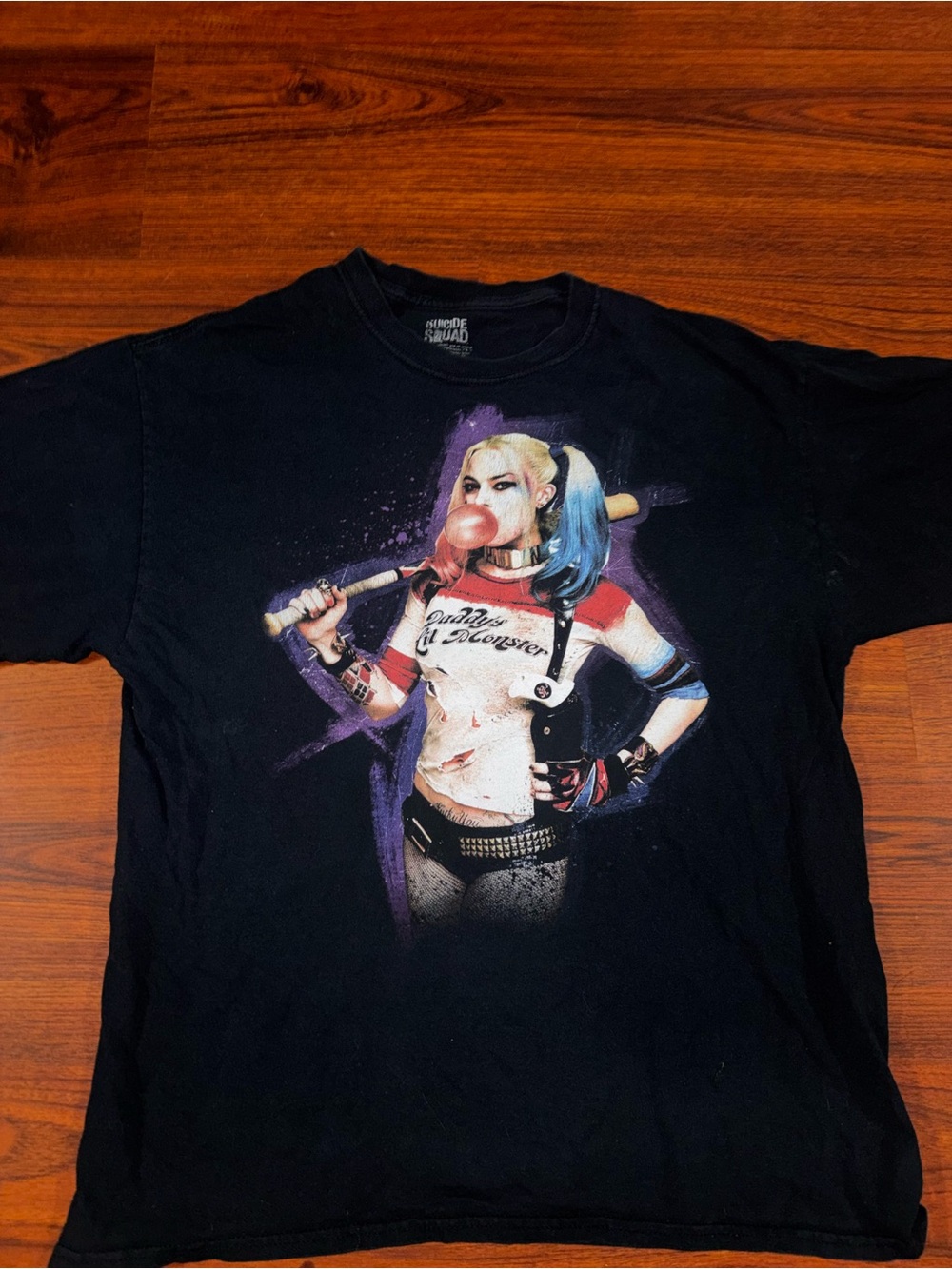 Black Graphic Short Sleeve Tee with Comic Character Print